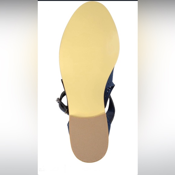 JC Women’s Faux Lasercut Leather Oxfords Shoes With Buckle Navy BLUE  Size 7.5 - Picture 3 of 5